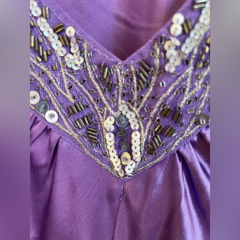 Cache Top Vintage Silk Jazz Age Blouse Sleeveless Sequined Amethyst Size M - Picture 10 of 16